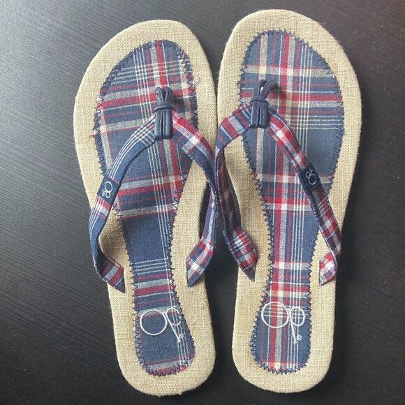 VINTAGE OP FLIP FLOPS SIZE 8 WOMANS/PLAID STYLE - Picture 2 of 5